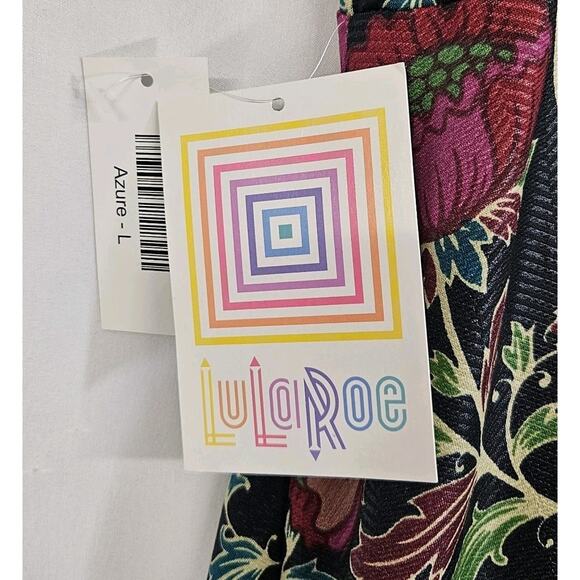 Lularoe Azure Floral Print Slinky Knee Length Pyll On A-Line Skirt Large NWT - Picture 7 of 9